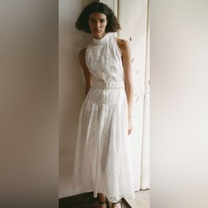ZARA HIGH NECK EMBROIDERED WHITE DRESS